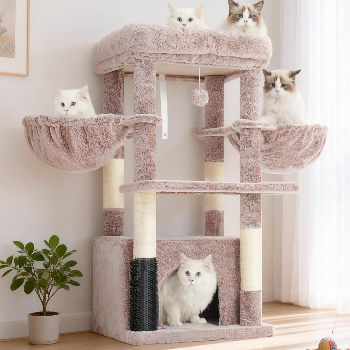 Hey-brother Cat Tree Tower with Large Platform, Spacious Condo - Muchroom / 35.4 Inches