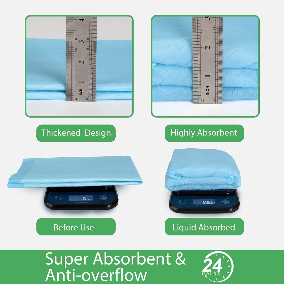 DEEP DEAR Extra Large Dog Pads 30"x26" - Regular: 24"x24" - 75-Count - image 3