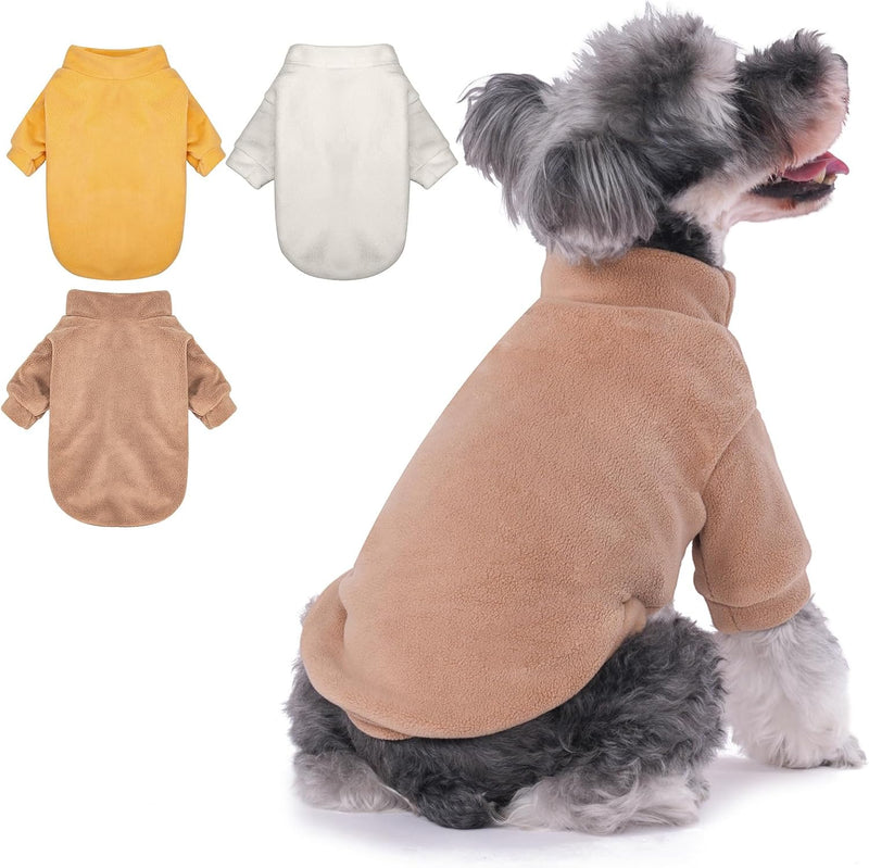 GYALAPERI Dog Sweater, 3 Pack Dog Sweaters for Small Dogs Girl Boy – Essentials for Dogs - XX-Large / Camel+Beige+Yellow