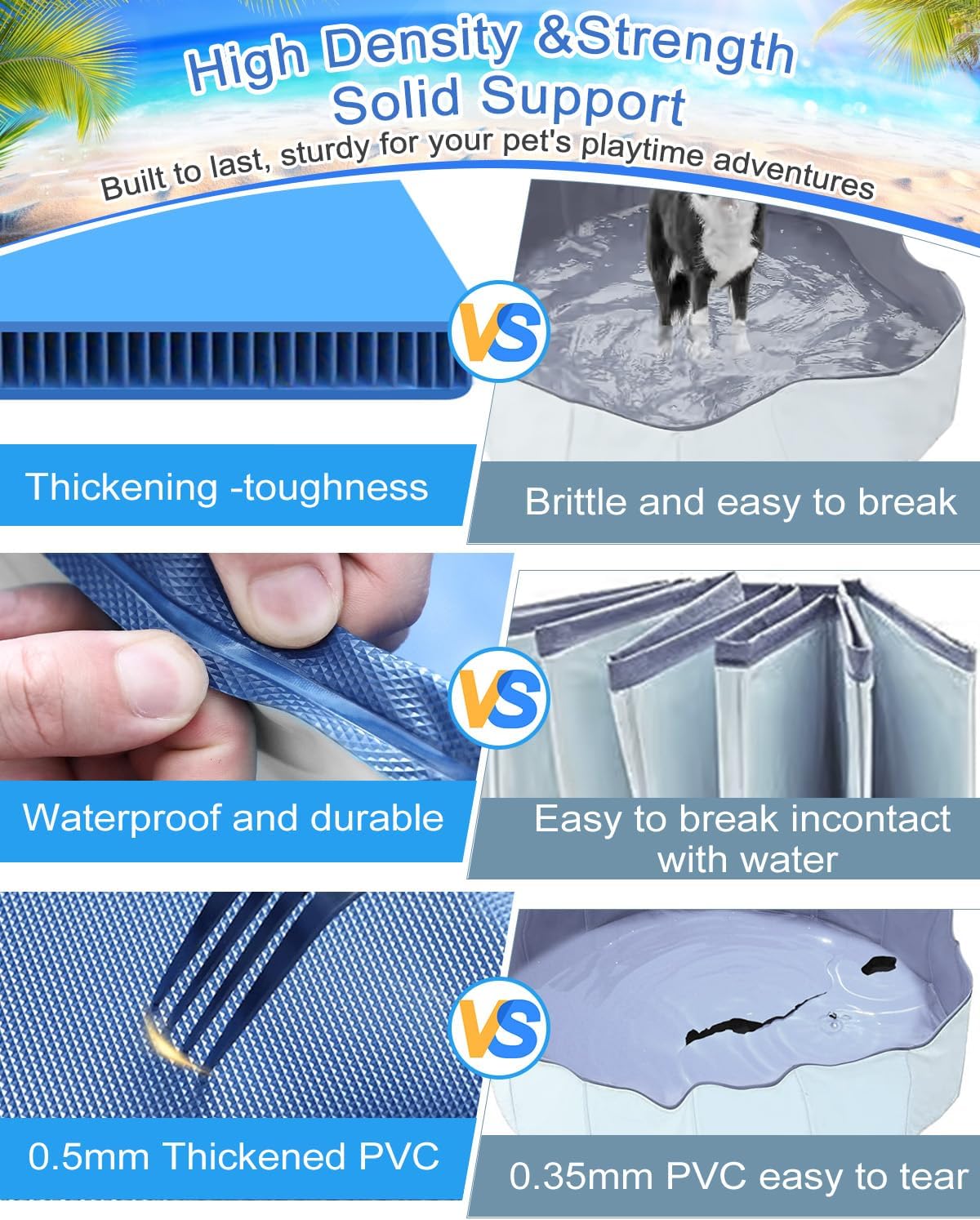 Dog Pool for Large Dogs, Plastic Pool for Dogs - M - 40'' x12“ - image 2