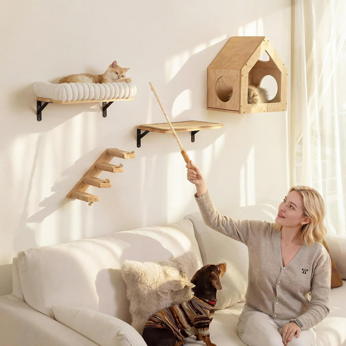 FUKUMARU Cat Wall Shelves, Sisal Mat - White / 1 Pack - image 2