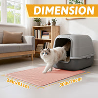 Pieviev Cat Litter Mat, Double-Layer Waterproof Litter Trap - Coral Red / 30x24 Inch - image 2