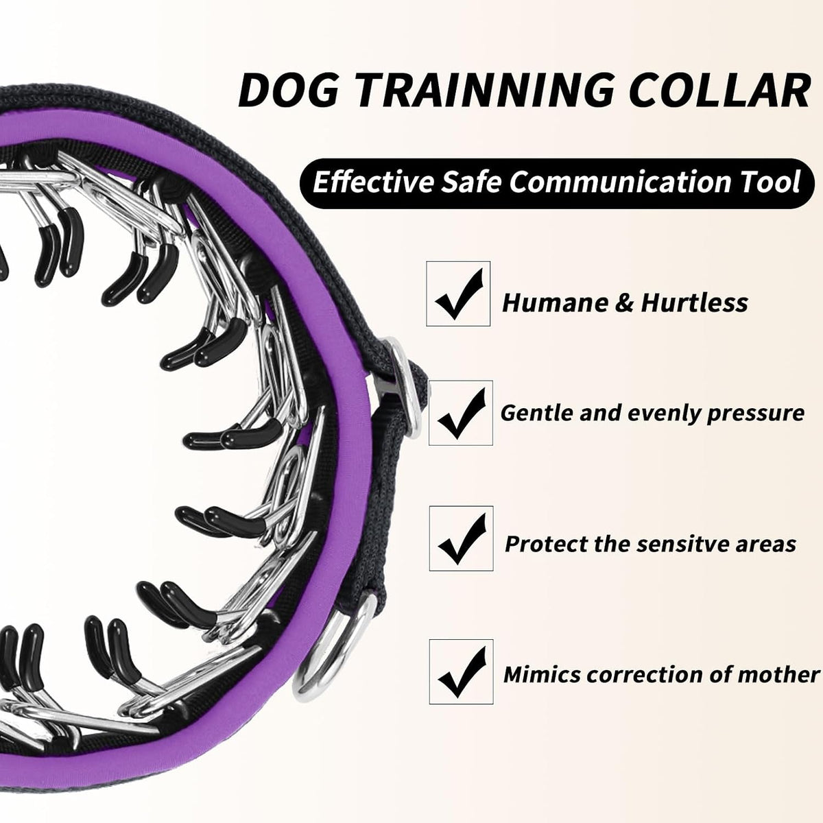 Martingale No Pull Dog Collar for Large Medium Small Dogs - S (11"-15" Neck, 1" Wide) / Black Purple - image 2