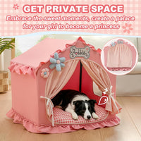 Indoor Dog House with Frame, Cute Dog Tent Bed with Cover Cave - X-Large ( 29" × 29" × 29" ) / Pink - image 4