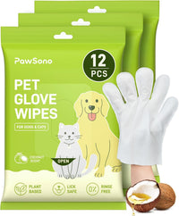 36 Count Pet Wipes for Dogs & Cats, Glove Design, Coconut Scent – Essentials for Dogs - 3 Pack