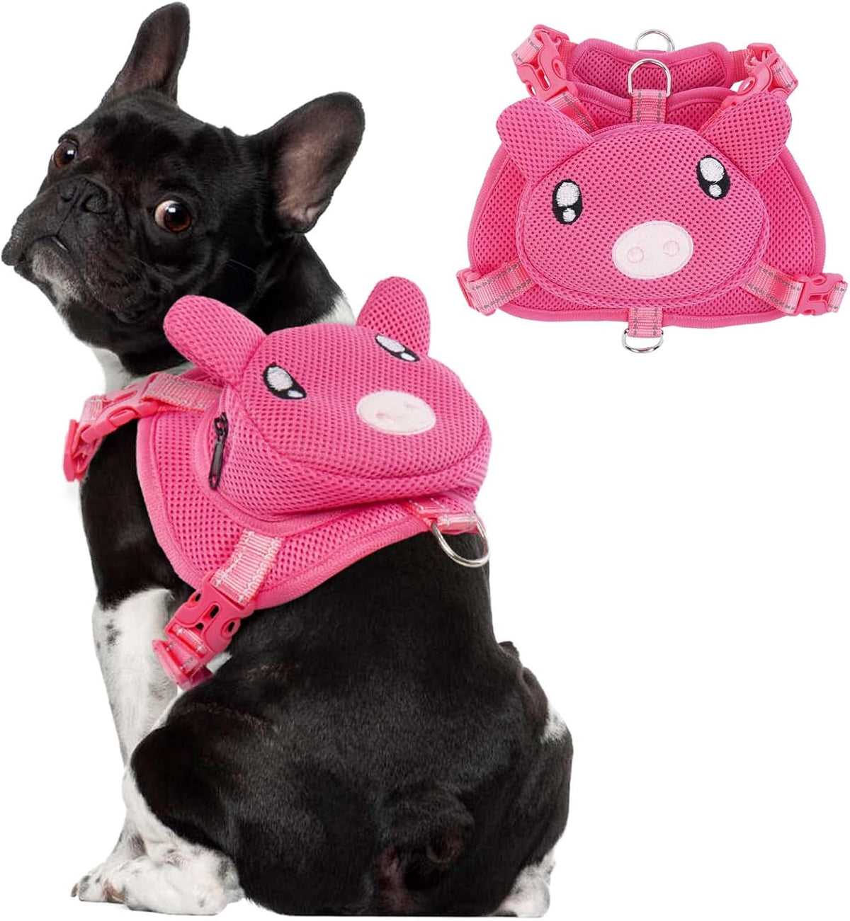 Dog Harness with Backpack - X-Small / Pink pig