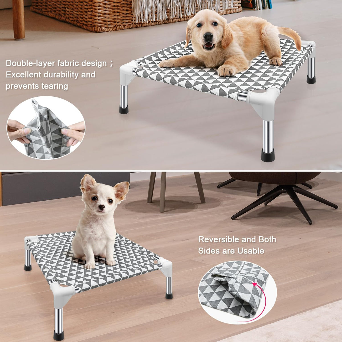 Kuntrust Elevated Outdoor Dog Bed, Medium Size, Cotton Material - Triangle / 4 sided Small - image 3