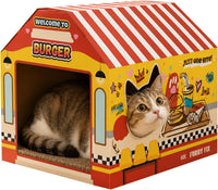 SEKAM Cardboard Cat House with Scratcher/Catnip - hamburger shop