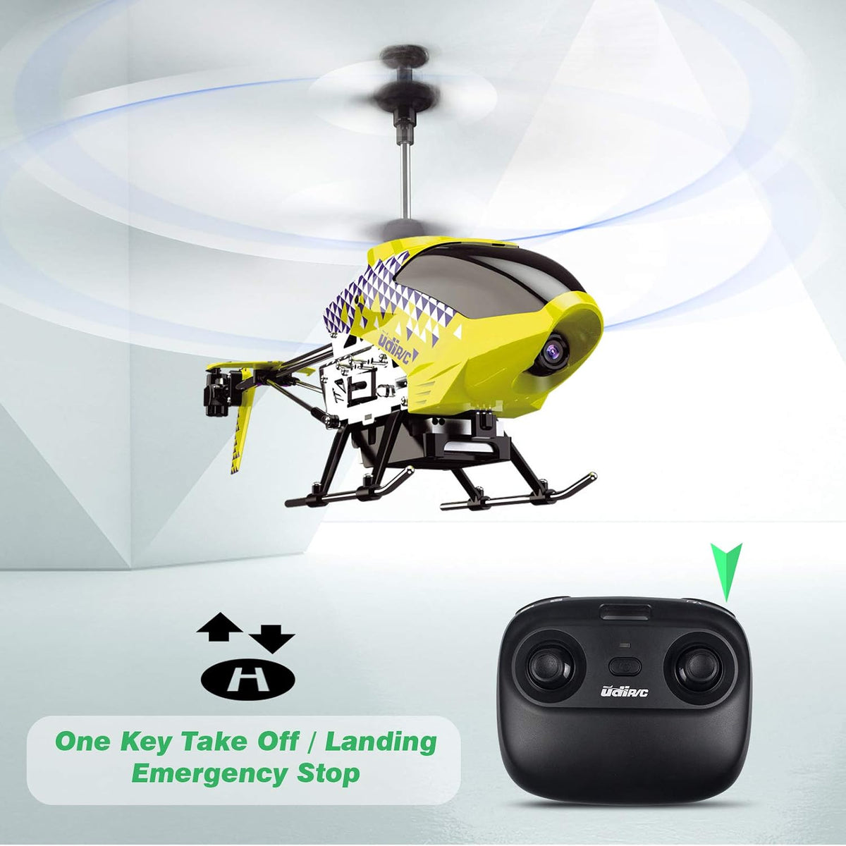 U12S Mini RC Helicopter with Camera Remote Control Helicopter Blue – Fun for Kids & Family - Yellow - image 4
