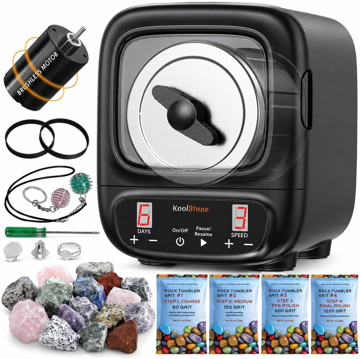 C1 Pro Max Professional Rock Tumbler Kit - Large 3LB Rock Tumbler Kit