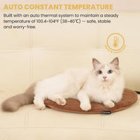 Cat Heating Pad, Heated Cat Bed, MET Safety Listed - Brown / Round: 16" x 16" x 1.6" - image 2