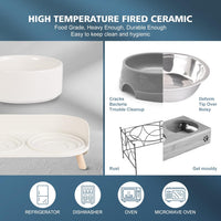 Elevated Ceramic Dog Bowl Set - White / Medium - image 3