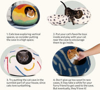 MEOWFIA Cat Cave – Premium Felt Cat Bed for Indoor Cats, Handmade 100% Merino Wool (Large, Tucson Sunset)