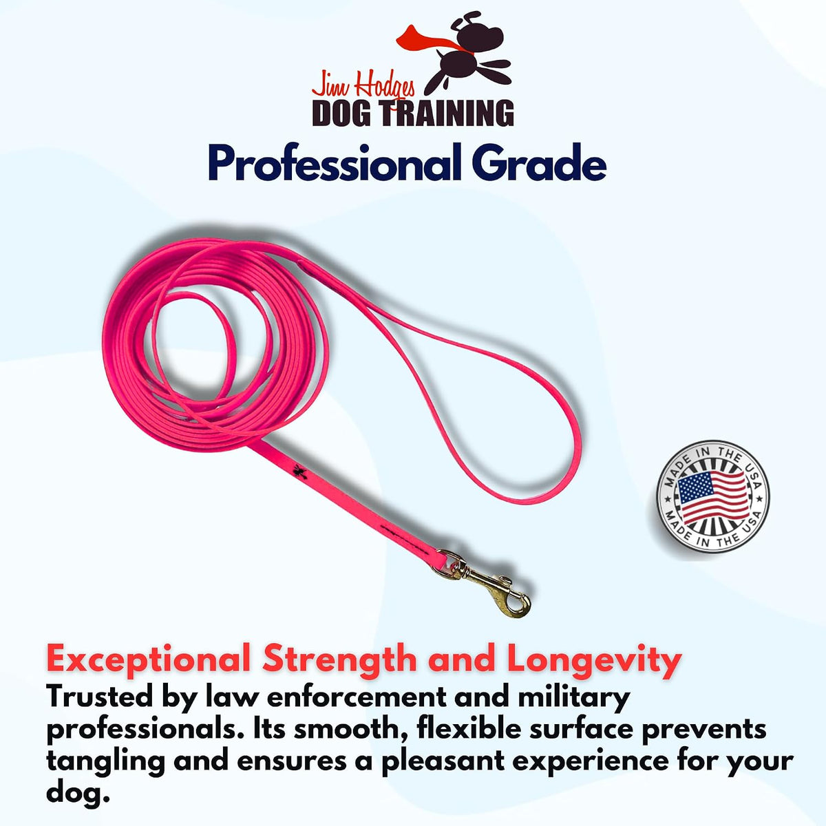 Biothane Long Line, Made in USA - Pink / 1/2" x 32.5ft - image 4