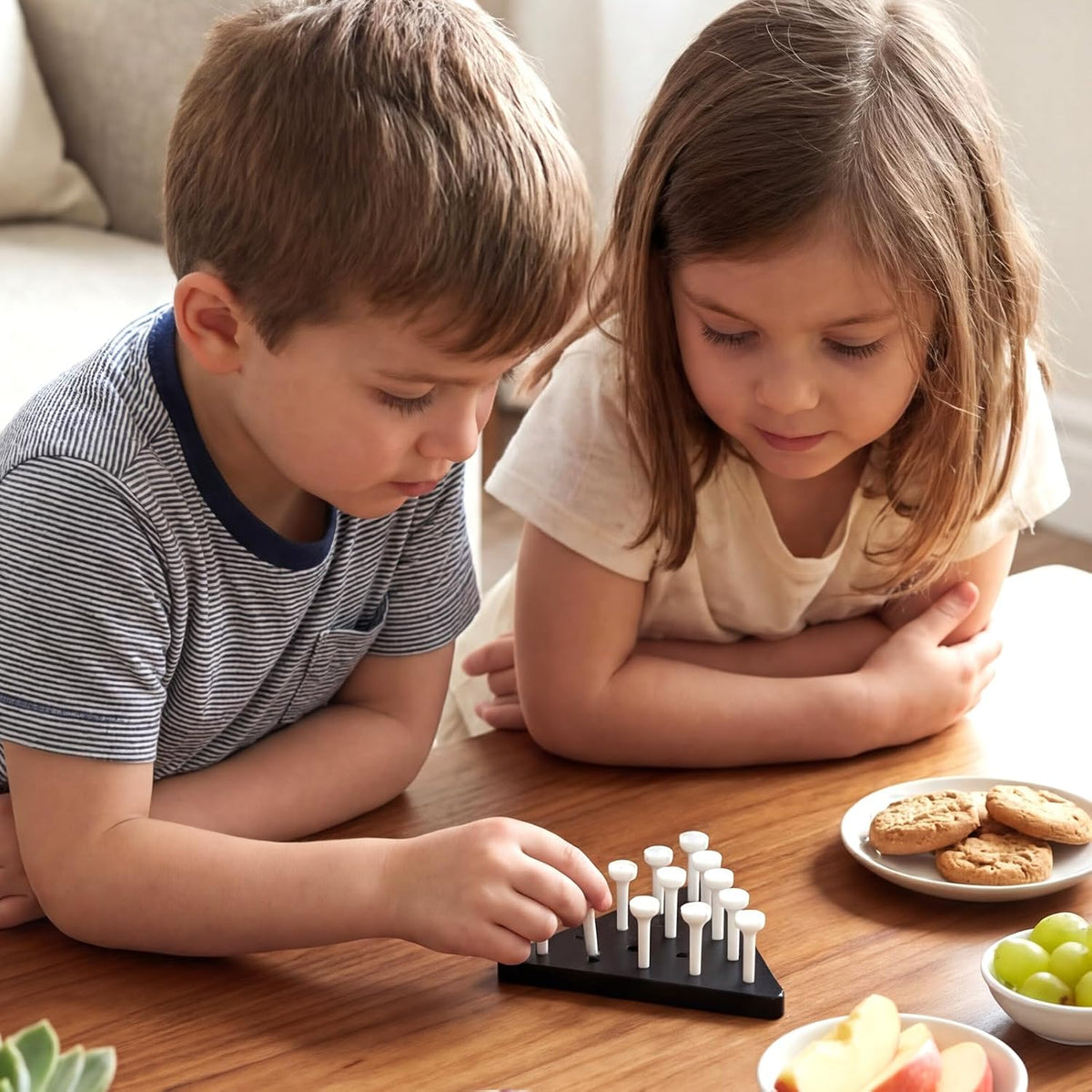 Zhanmai 3 Sets Wooden Triangle Peg Travel Game - White Peg Black Board / 10 - image 4