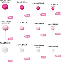 32 PCS Colorful Ball Shaped Cake Topper Pearl Balls Cupcake Cake - Pink White Hot Pink - image 2