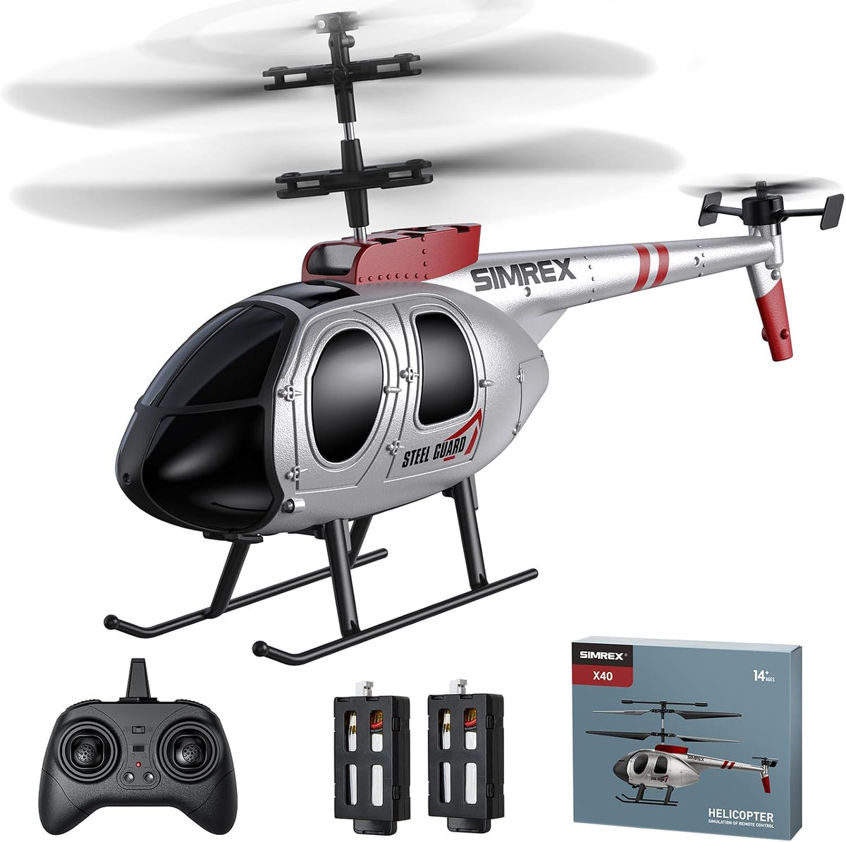 SIMREX silver RC helicopter toy for kids with remote control