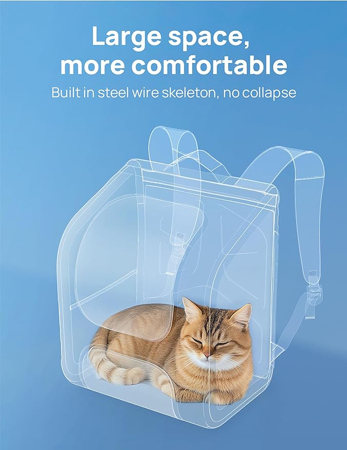 Pecute Cat Backpack Carrier, Large Space Cat Bubble Backpack, Breathable Cat Carrier, Shaded Dog Backpack Carrier, Ergonomic 3D Design for Travel, Hiking, Suitable for Shopping, and Vet, Gray