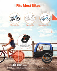 VEVOR Dog Bike Trailer, Supports up to 66 lbs - Blue/Black - image 2