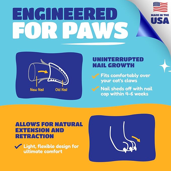 Soft Claws Cat Nail Caps for Large Cats – (40 Caps, The Games) - Made in USA - Veterinarian-Developed | Protects Furniture & Skin - Easy to Apply, Long-Lasting Anti-Scratch Soft Cat Claw Covers