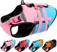 Kuoser Dog Life Jacket with Rescue Handle - Large (Chest Girth:22.8-29.5'') / Pink & Aqua Blue