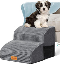 Topmart High Density Foam Pet Steps 2 Tiers,11.8" High,Non-Slip Dog Stairs,Soft Foam Dog Ramp Ladder,Best for Injured,Older Cats,Pets with Joint Pain,Suitable for Low Sofas,Stairs,Lower Place