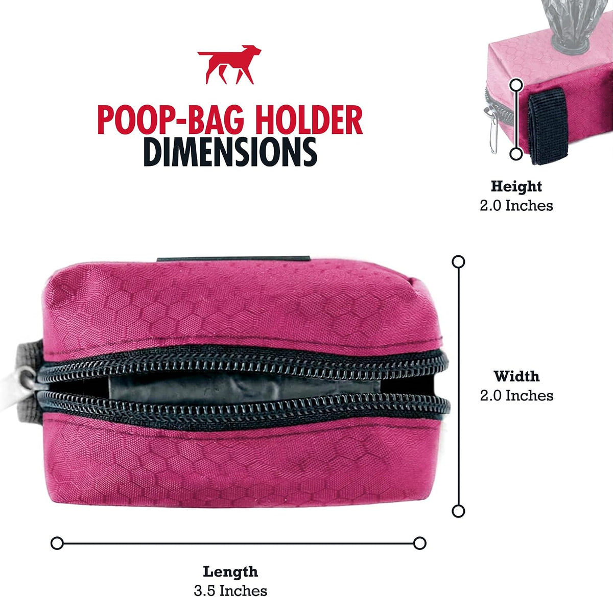 Tuff Pupper Dog Poop Bag Holder, Works with Any Dog Leash - Pink - image 2
