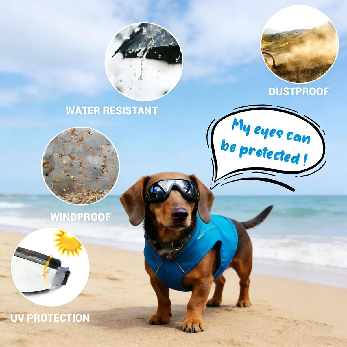 Medium Clear Dog Goggles Eye Protection - Cool Black / Small - image 4