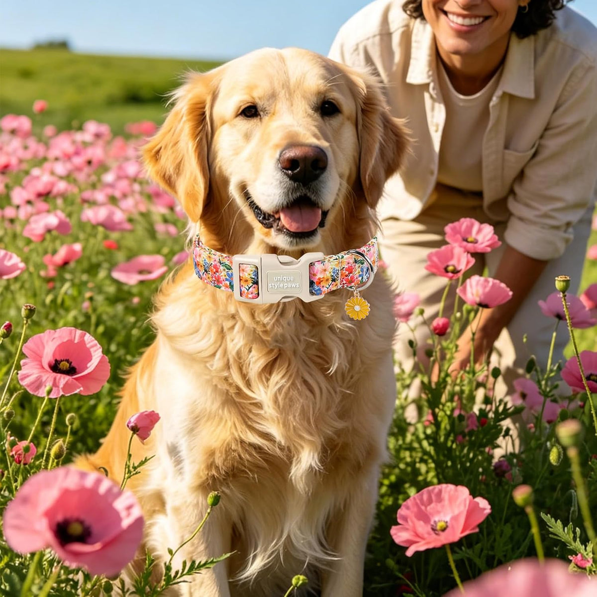 Dog Collar With Metal Buckle, Red Rose Flower Gift for Small - Blossoms / XS - image 4