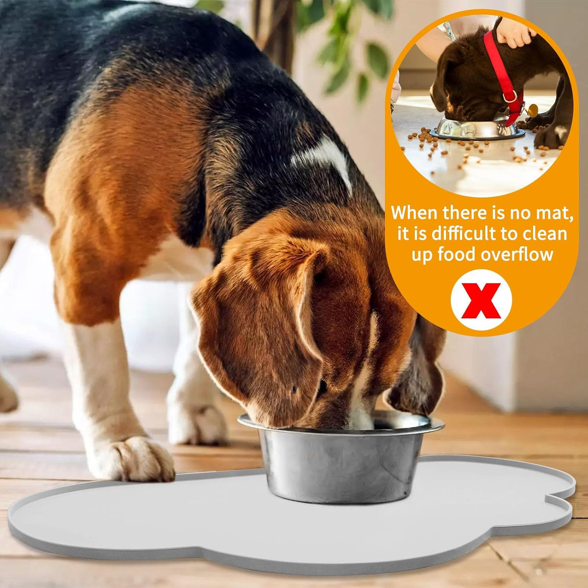 Silicone Pet Placemat for Dogs and Cats - 23.4"L x 15.7"W / Light Gray - image 3