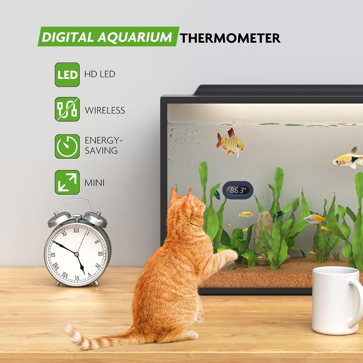 PAIZOO LED Aquarium Thermometer Digital Highly Accurate Replaceable - White Display - image 2