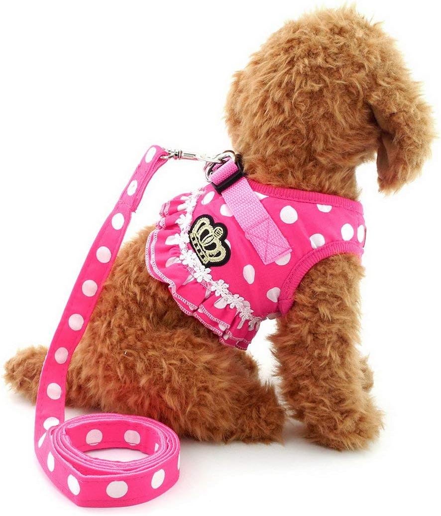 Step-in Dog Harness and Leash Set for Small Dogs - M / pink
