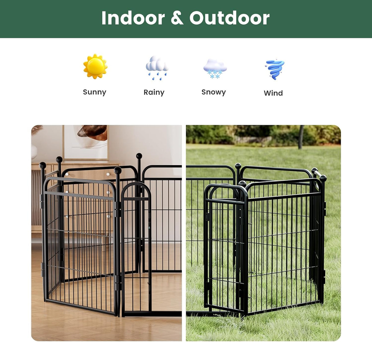 Gardner Pet Dog Playpens, 24" H 16 Panels Dog Pen Outdoor/Indoor Dog Fence Exercise Pen for Small - Black / 2 / 24"H - image 4