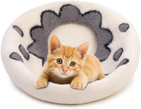 Woolygon Felt Cat Cave Bed, Merino Wool, Handcrafted – Essentials for Cats - White Flower - image 3