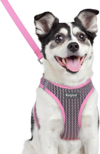 Eagloo Small Dog Harness and Leash Set - L(Chest:18.2"-20.5") / Pink