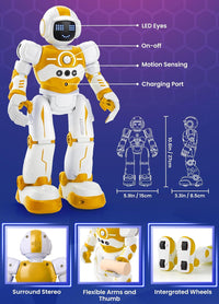 Robot Toys for Kids, Rechargeable Remote & Gesture Control Robots – Fun for Kids & Family - Yellow - image 2