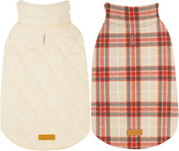 Kuoser Waterproof Dog Coat - Beige&Red / X-Small (Pack of 1)