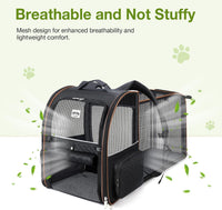 Cat Carrier Backpack, Expandable Pet Carrier with Sun Shade & Full Front Opening, Breathable Mesh - Black / XL-Mesh Window - image 3