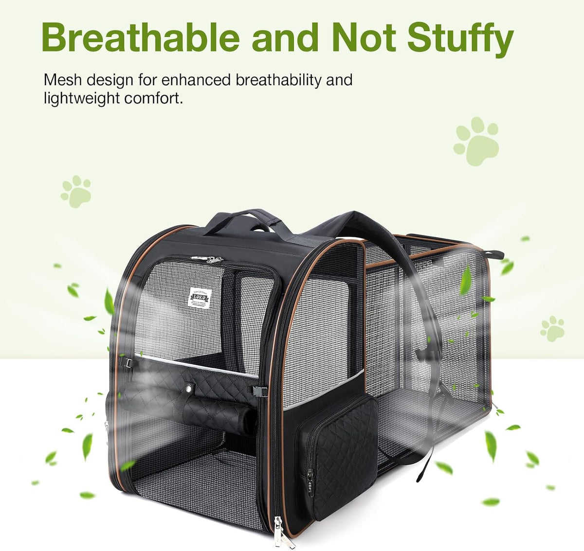 Cat Carrier Backpack, Expandable Pet Carrier with Sun Shade & Full Front Opening, Breathable Mesh - Black / XL-Mesh Window - image 3