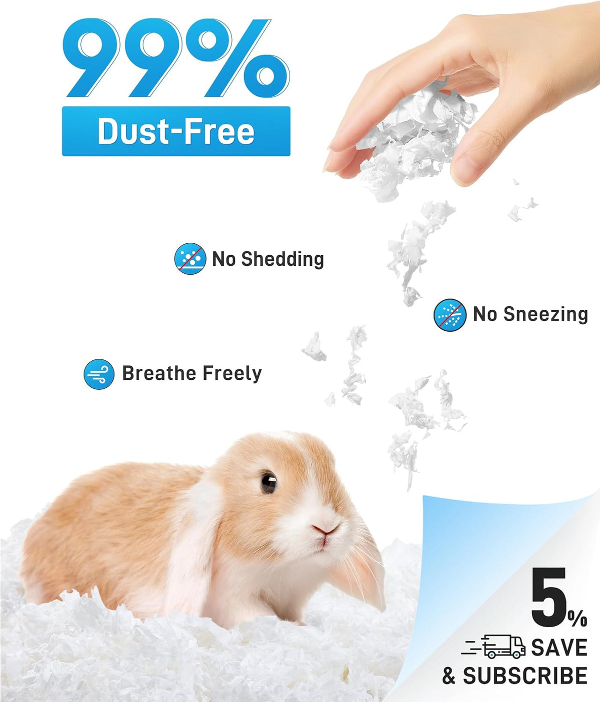 BUCATSTATE Hamster Bedding 15L, 99% Dust-Free Paper Bedding - White / 70L - image 2