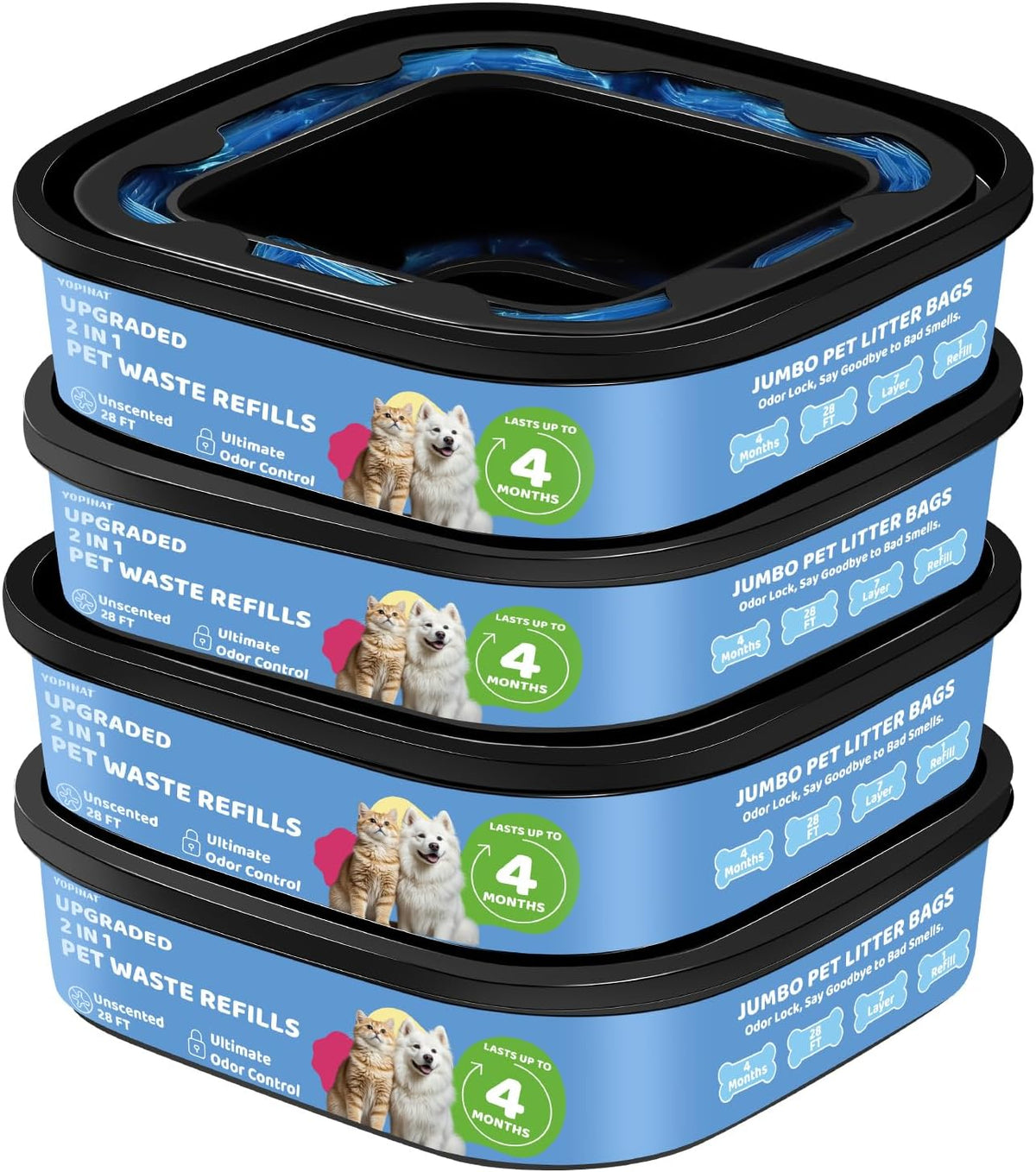 Genie Refill Bags for Cat Dog 2 Pack - 1 Count (Pack of 4)