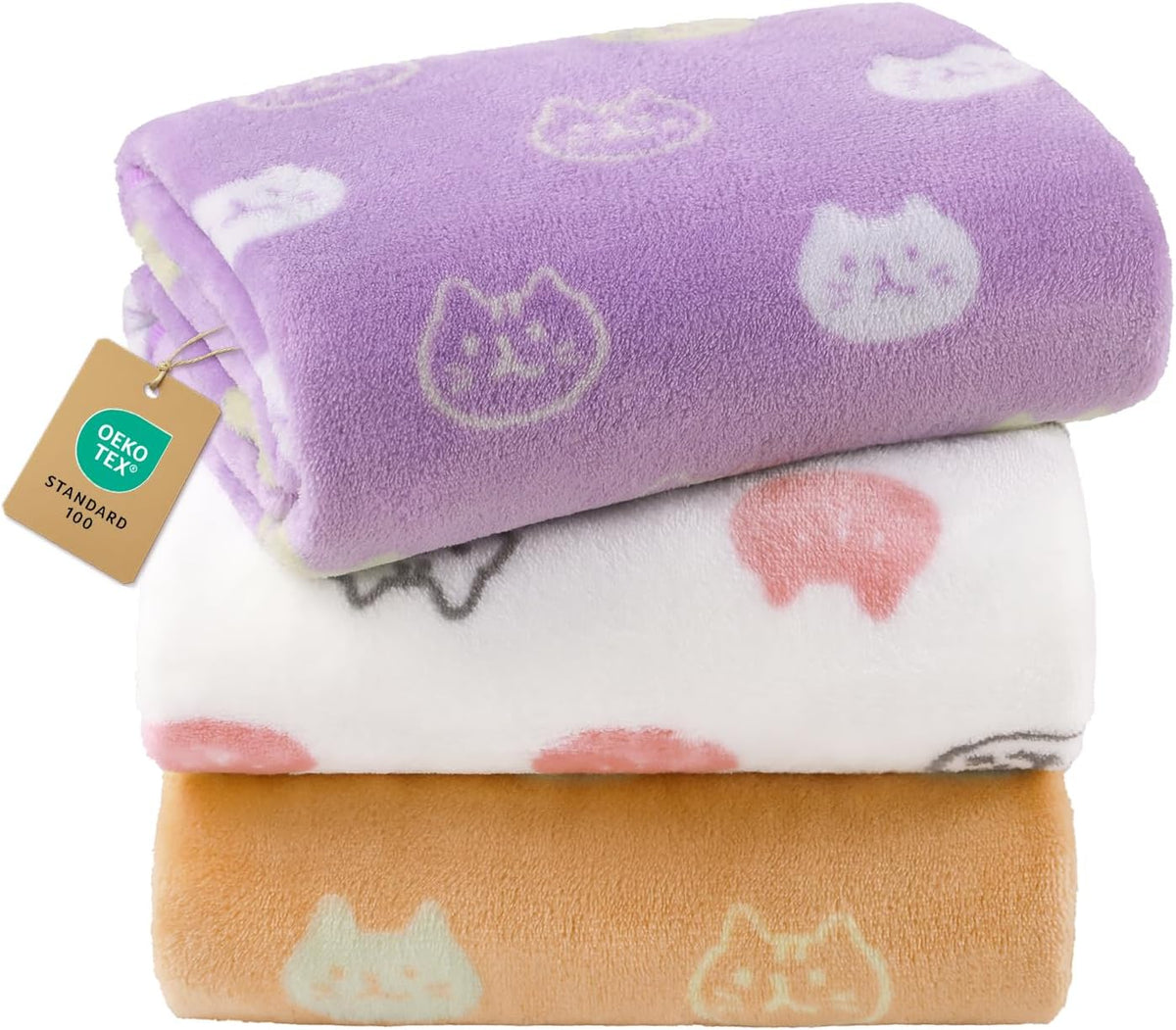 Luciphia 1 Pack 3 Blankets Super Soft Fluffy Premium Cute Cat Pattern - Cozy Kitties / 23x16 inch (Pack of 3)