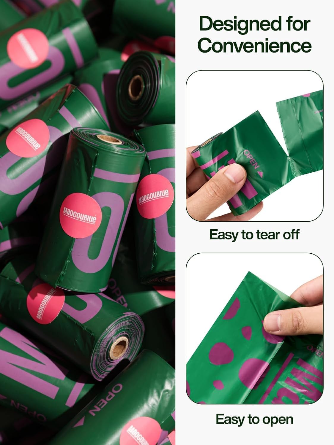 Dog Poop Bags with Dispenser - Silver-7 Rolls(105 Bags) - image 4