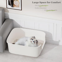 Vealind Large Cat Litter Box High Sided Entry Cat Litter Pan 50 x 40 - White - image 4