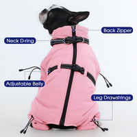 Full Body Dog Coat,Warm Dog Fleece Jackets with Harness Built in Windproof Dogs Snowsuit Zip up Pet - Pink / XX-Large - image 2