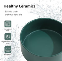 Ceramic Raised Double Bowls Set with Stand, Food & Water Bowls for Large Breed Dogs, Weighted Dog Dishes, Pet Bowl(8.2'',60OZ, Green)