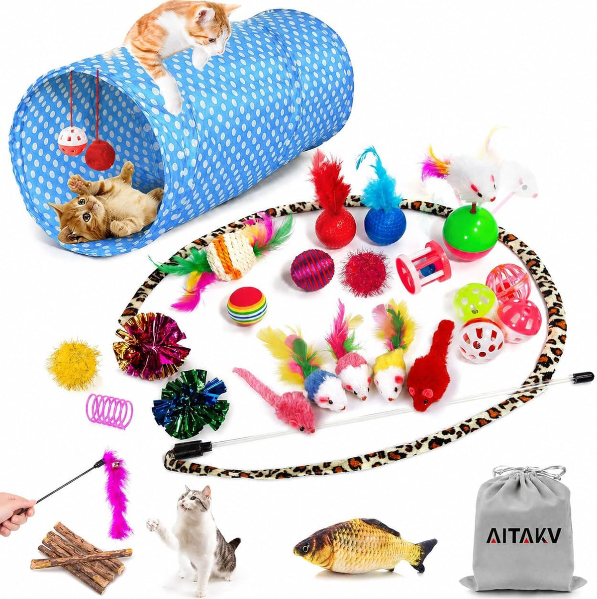 AILUKI 35PCS Cat Toys Variety Pack for Indoor Cats - Multicolor