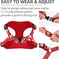PUPTECK Dog Harness and Leash Set Small Sized - M (17-25lbs, Chest 17"-21") / #2 Red(Christmas Print) - image 3