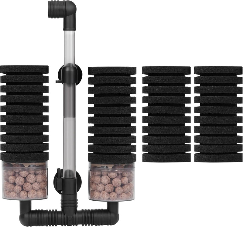 AQUANEAT Aquarium Air Powered Sponge Filter with Ceramic Media Balls - Large