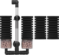 AQUANEAT Aquarium Air Powered Sponge Filter with Ceramic Media Balls, for Betta Fry Shrimp Fish Tank, with 2 Spare Sponges, up to 55Gal